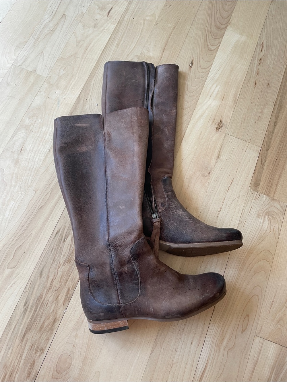 John Fluevog Brown Leather Tall Riding Boots